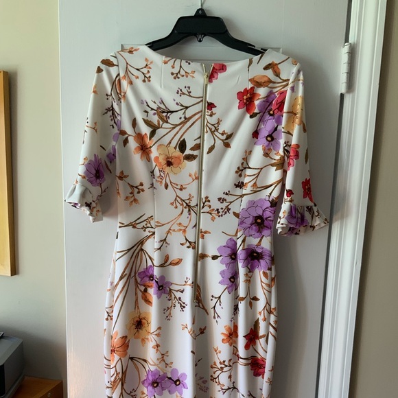 Womens Calvin Klein size 6 white multi-colored floral dress - Picture 2 of 5